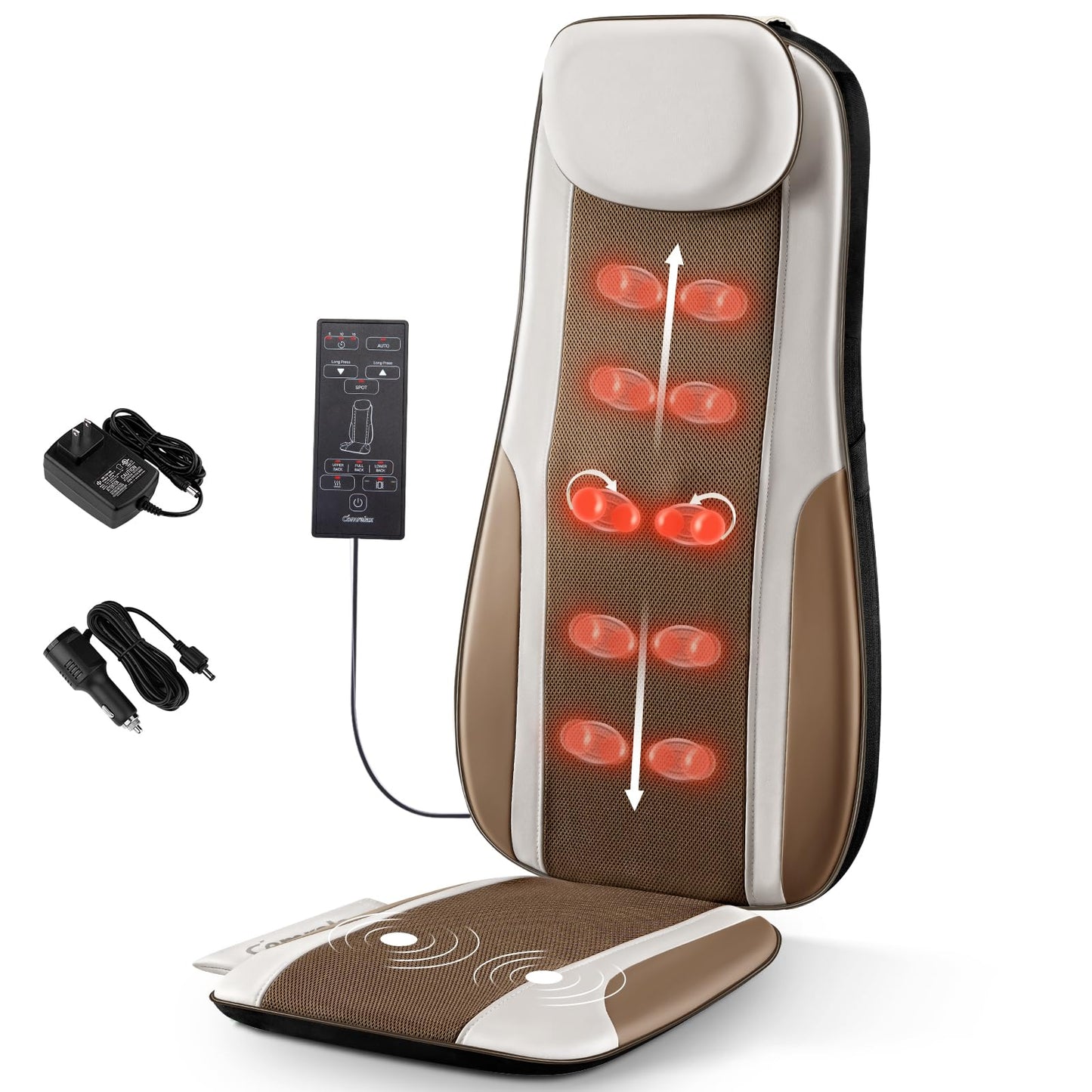 Shiatsu Back Massager with Heat Massage Chair Pad with Deep Tissue Kneading Seat Massager for Back Pain Relief Vibration Cushion with Smart Timer Home Office Travel Use Gift for Men Women Mom Dad