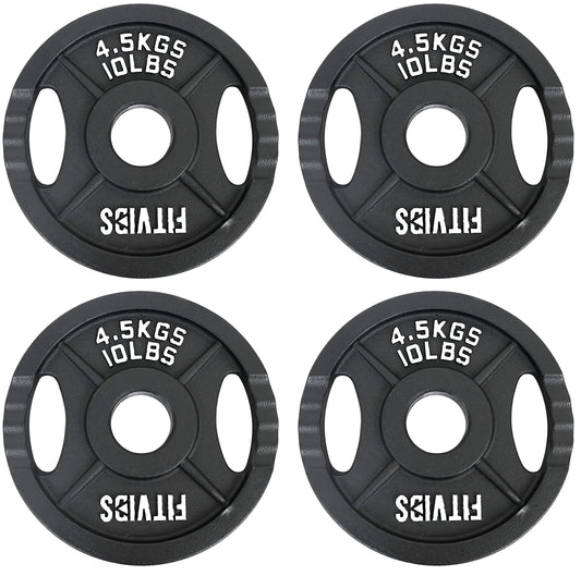 Signature Fitness Cast Iron Plate Weight Plate for Strength Training and Weightlifting 2-Inch Center (Olympic) 10LB (Set of 4)