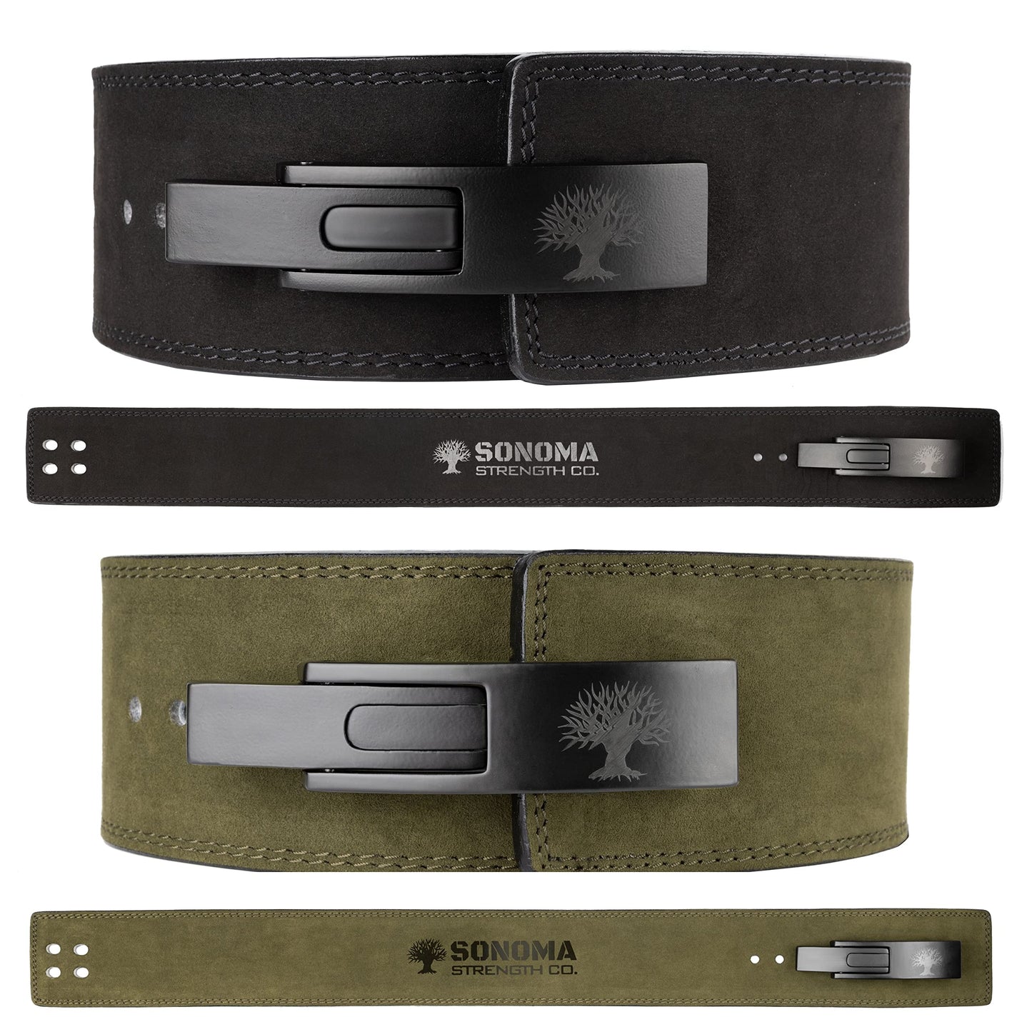 Sonoma Strength Co Lever Weight Lifting Belt 10MM Thick Leather - Powerlifting Lever Belt Steel Buckle - Gym Belt for Men and Women - Back Support for Weightlifting Deadlift Squat Weight Training