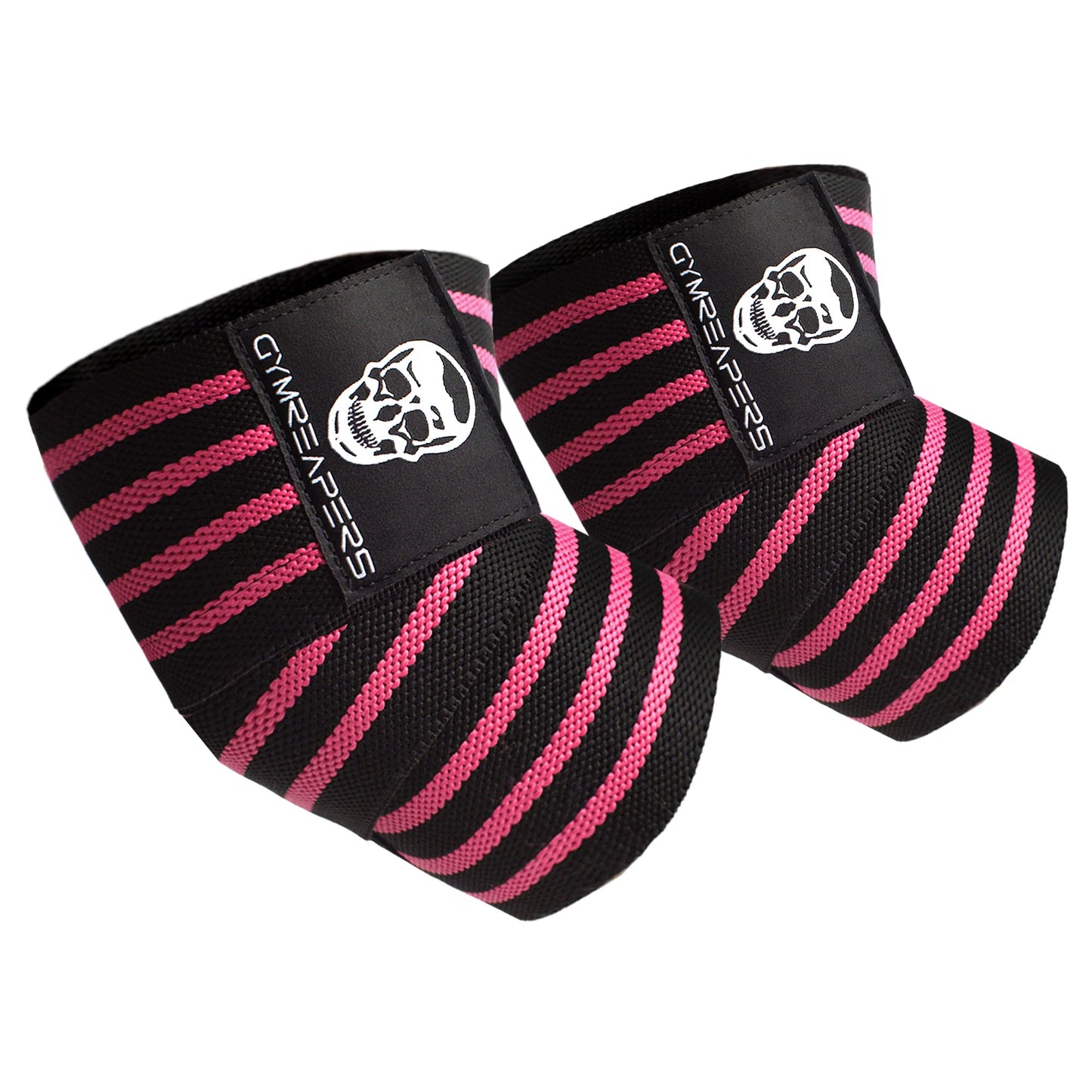 Gymreapers Weightlifting Elbow Wraps (1 Pair) - Flexible 40 Elbow Compression Strap & Joint Support Brace - For Bench Press Powerlifting and Pressing (Pink)