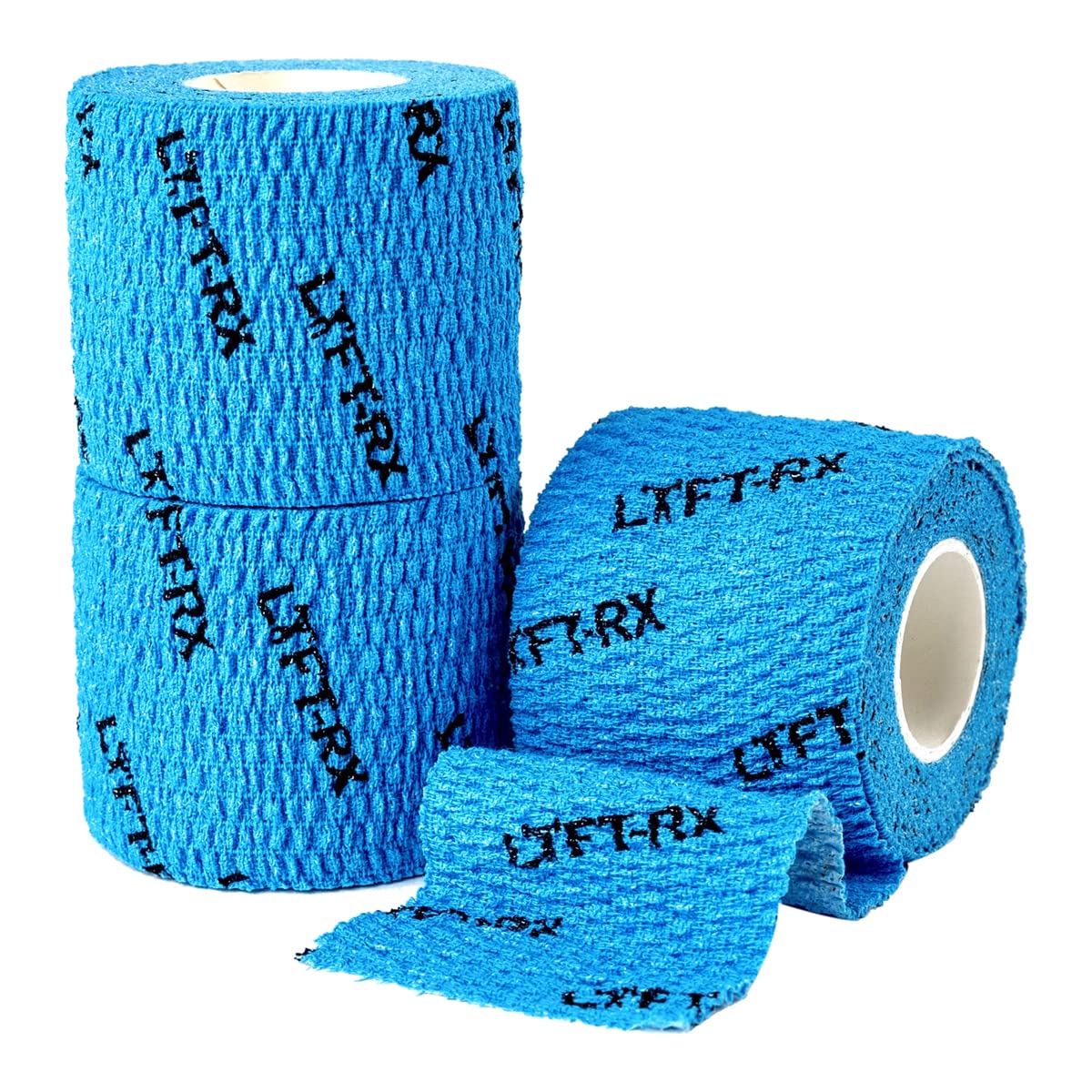 LYFT-RX Weightlifting Hook Grip Tape w/Premium Adhesive for Olympic Weight Lift Cross Fitness Lifting Stretch Fit Athletic Finger Wrap Protects Thumb Fingers Size 2in Blue 3-Rolls