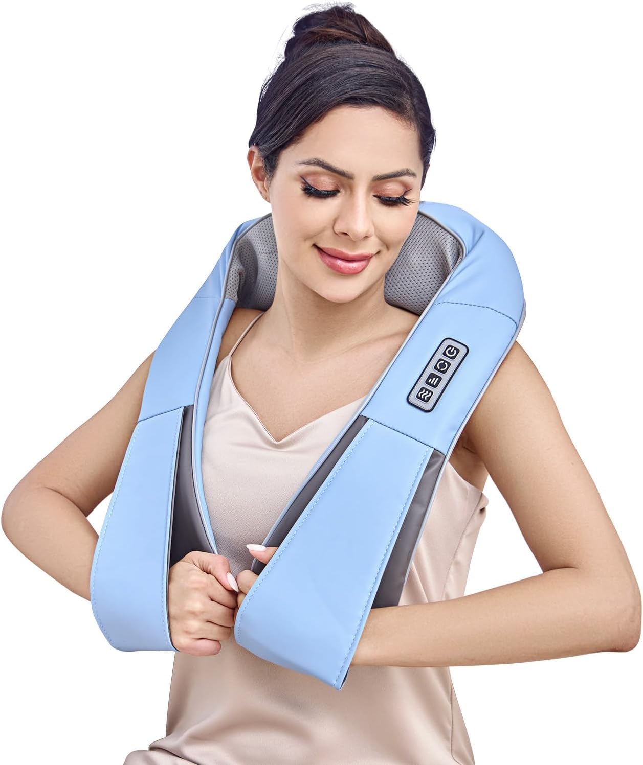 KUZARO Shiatsu Neck and Back Massager with Heat Deep Tissue 4D Kneading Massage Pillow for Neck Back Shoulder Leg Body Muscle Pain Relief Use at Home Office Car - Gifts for Women/Men/Mom/Dad
