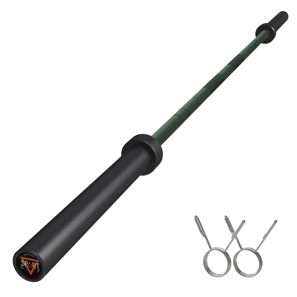 SPART 7FT Olympic Barbell Bar Solid Chrome Olympic Bar with Bearings 700Lbs Capacity Weight Bar for Home Gym Strength Training Weightlifting and Powerlifting Weight Bar Fit for 2 Inch Olympic Plates Green