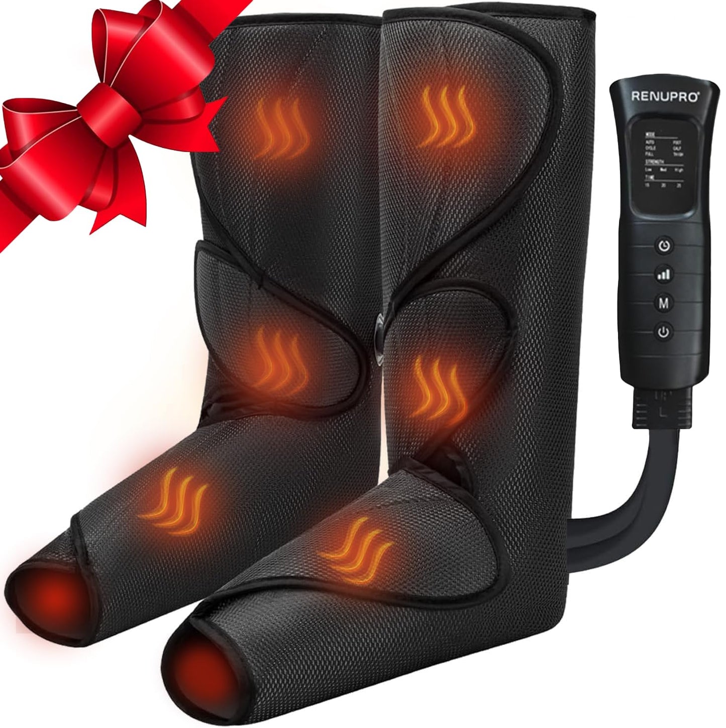 RENUPRO Leg Compression Massager for Circulation and Pain Relief Foot and Calf Massage Machine with Hand-held Controller 6 Modes 3 Levels Adjustable Leg Wraps Ideal Gift for Mom and Dad USA Owned