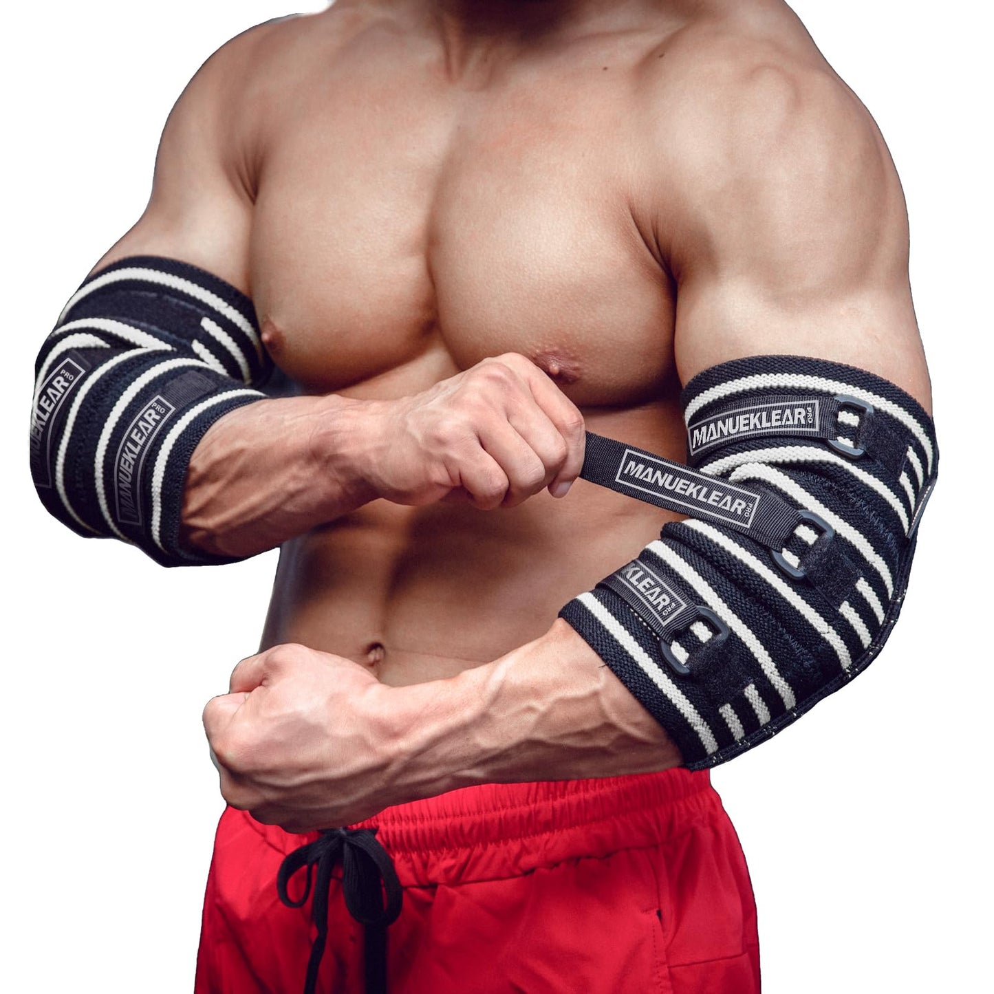 MANUEKLEAR Elbow Sleeves for Weightlifting Elbow Compression Sleeves for Men Adjustable Elbow Wraps for Weightlifting (XXL(14"-15"))
