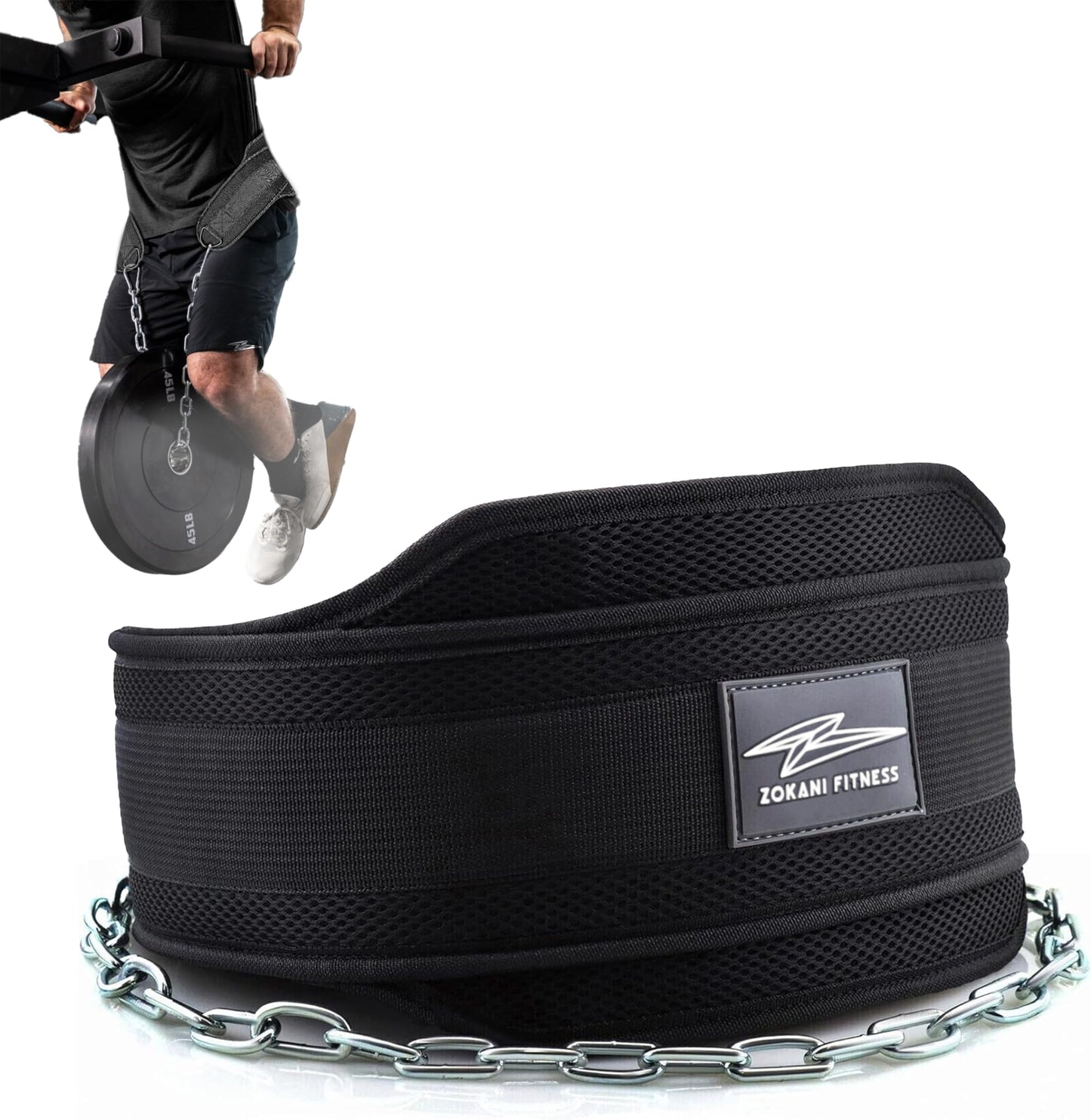 Hold weights up to 800lbs Zokani Dip Belt with Chain for Heavy Weightlifting Exercises Squats deadlifts pull Up Weight Belt Dipping Belt Men and Women Training Strength Dip Weightlifting Belt (Black)