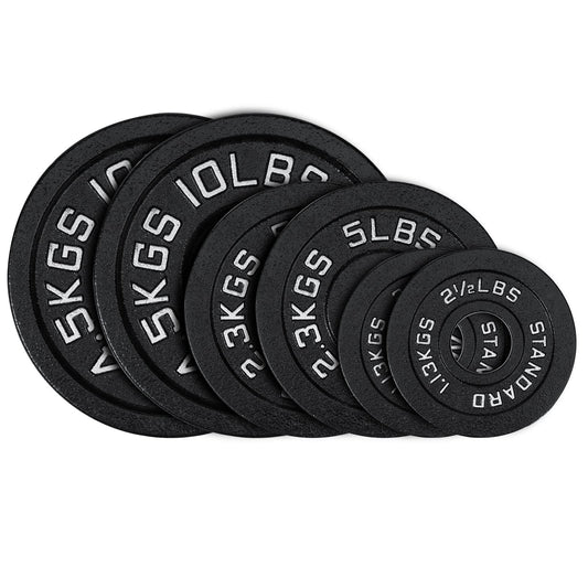 AboveGenius Cast Iron 2-Inch Olympic Weight Plates Set for Strength Training Barbell Free Weight Plate Set for Weightlifting in Home Gym Multiple Sizes From 2.5LB to 40LB (35 Pounds)