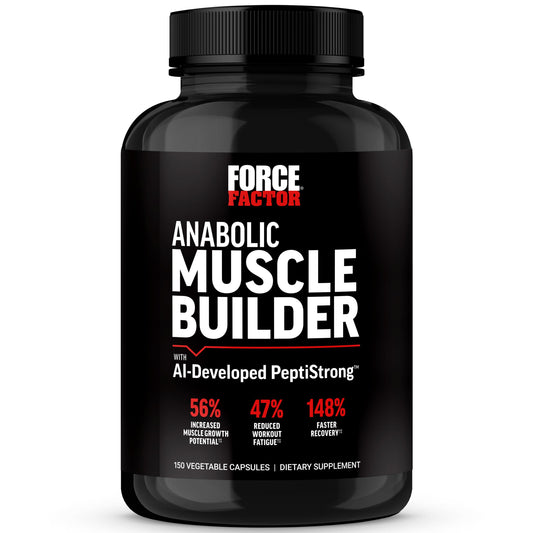 FORCE FACTOR Anabolic Muscle Builder Muscle Building Support Supplements for Men Supports Muscle Strength and Recovery Reduces Fatigue with AI-Developed PeptiStrong 150 Capsules