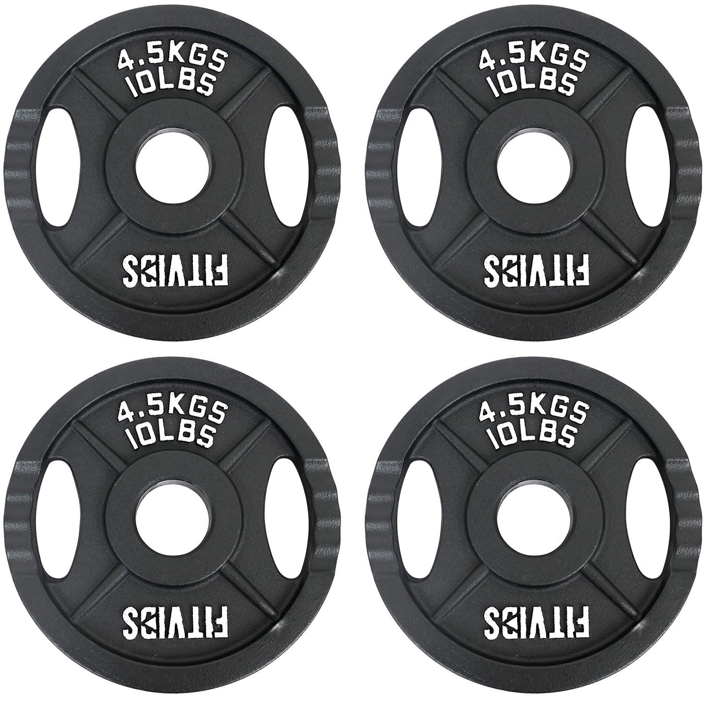 Signature Fitness Cast Iron Plate Weight Plate for Strength Training and Weightlifting 2-Inch Center (Olympic) 10LB (Set of 4)